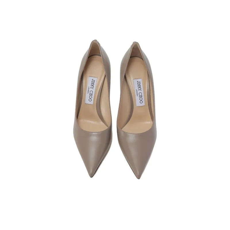 Jimmy Choo LOVE Slim Heel High Heels 8.5cm Women's Taupe Gray-3