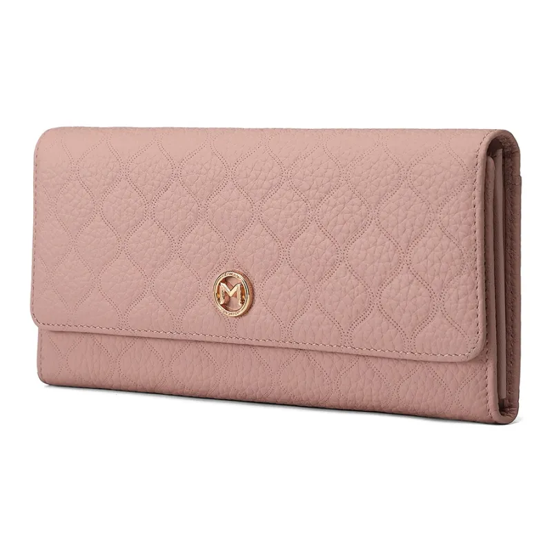 MEXICAN Cow Leather Wallet Women's Ecru/Pink/Black-6