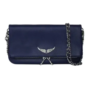 Zadig & Voltaire Cow Leather Shoulder Bag Trumpets Women's Dark Blue