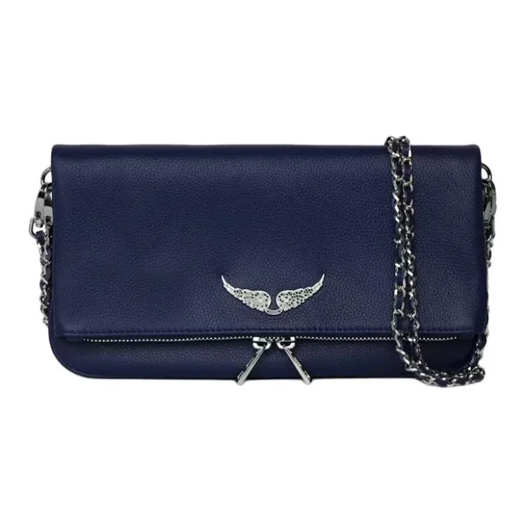 Zadig & Voltaire Cow Leather Shoulder Bag Trumpets Women's Dark Blue-0