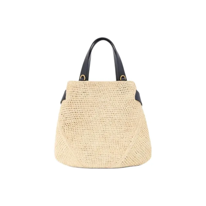 LOEWE Raffia Tote Bag, Shopping Bag, Shoulder Bag, Crossbody Bag, Handbag Mini Women's Beige & Black-3