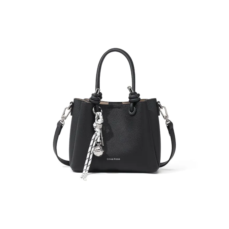 CinvaiKrose Cow Leather Shoulder Bag, Crossbody Bag, Mom's Handbag Tubas Women's Ecru/Black-4