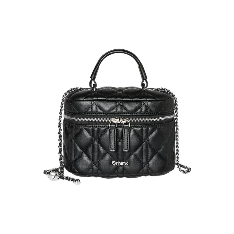 15 MINS Cow Leather Box Bag, Crossbody Bag, Shoulder Bag Mini Women's Ecru/Black-4