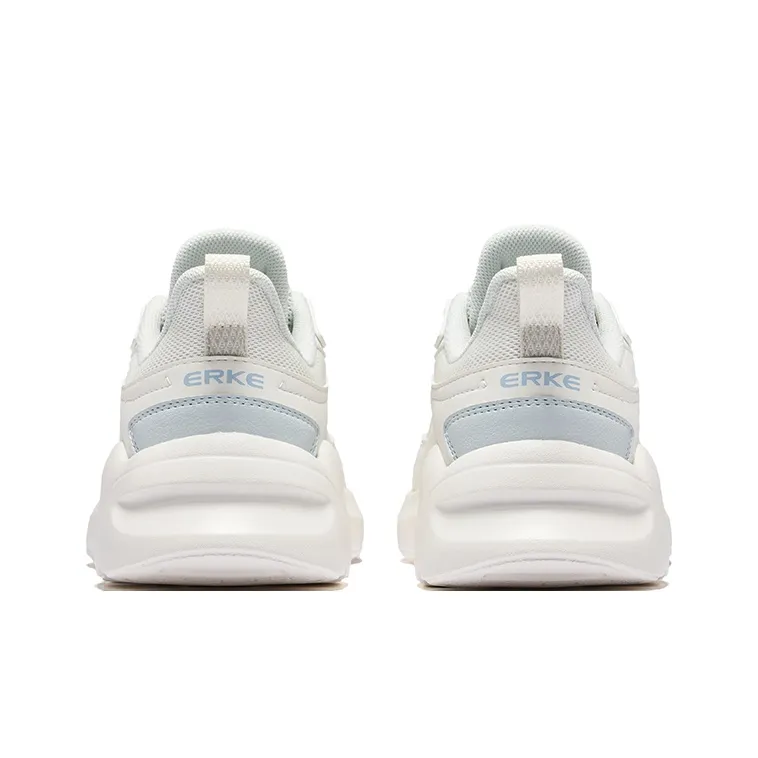 Erke Qi Yu Anti Slip Wear Resistant Low Top Casual Shoes Women's Microcrystal White Mist Gray-3
