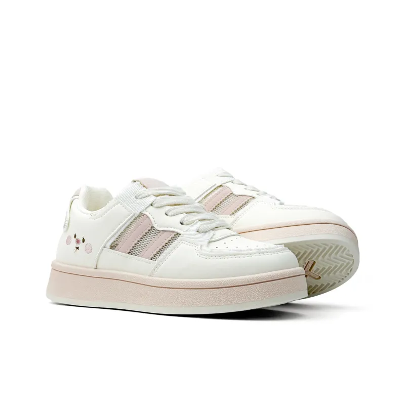 Mengsai Cushioning, Wear Resistant Low Top Skateboard Shoes Women's Beige Pink-3