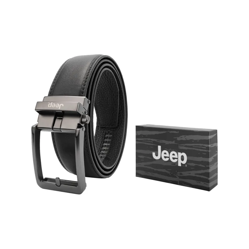 Jeep Cow Leather Belts Men's Black/Litchi Grain Black Width  3.5cm-1