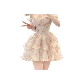 Flowers In Water Short Sleeved Dress Women's
