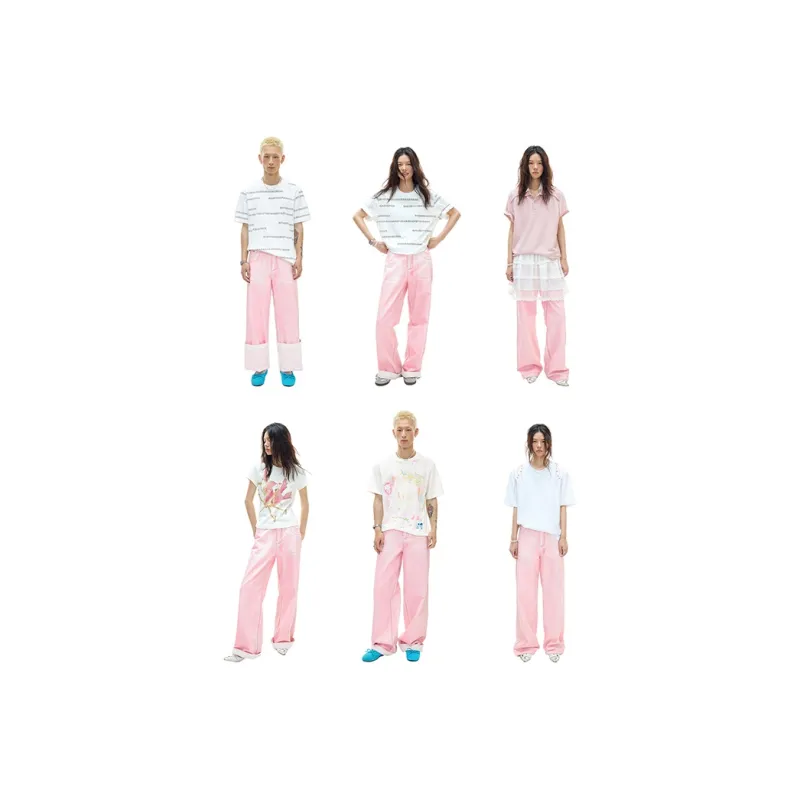WULISHAONIAN Jeans Unisex Light Pink-6