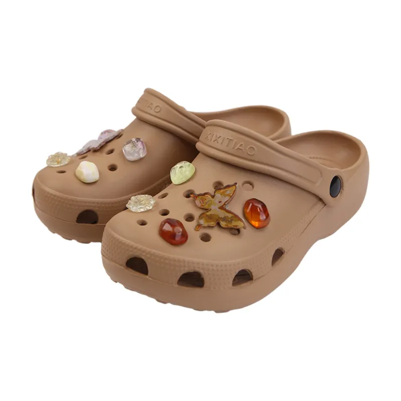 Thin Strips Slippers Men's And Women's Brown-0