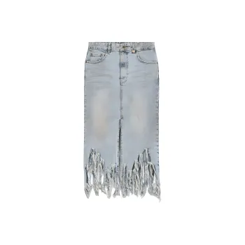 WE11DONE Fringed Denim Skirt