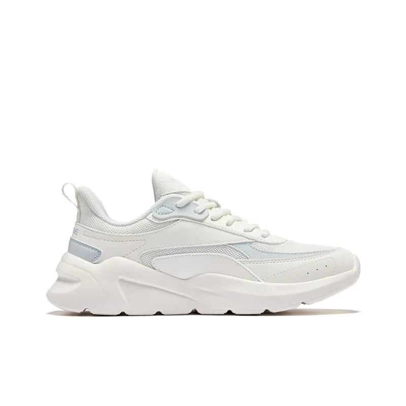 Erke Qi Yu Anti Slip Wear Resistant Low Top Casual Shoes Women's Microcrystal White Mist Gray-1