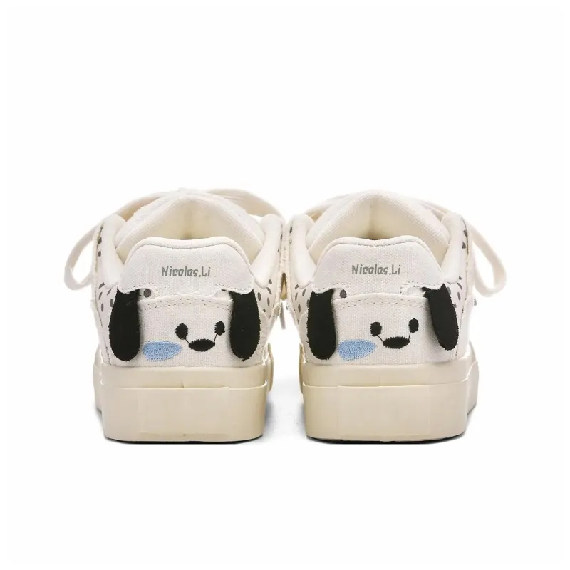 Nicolas.Li . Low Top Skateboard Shoes Women's Ecru-4