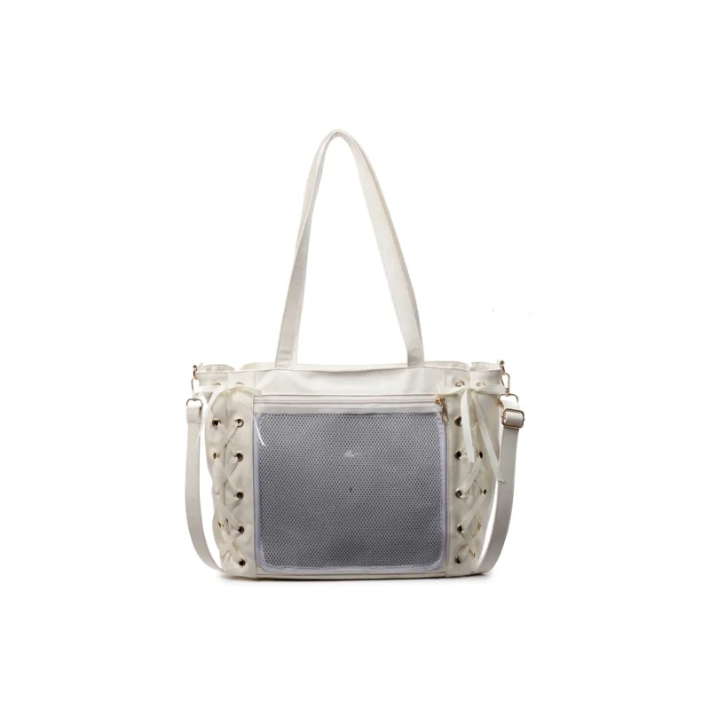 Meow In The Grass PU Shoulder Bag, Crossbody Bag Regular Women's Black/Ecru/Pink/Silver-6