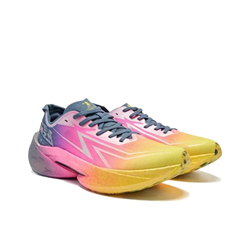 QIAODAN Feiying PRO 2.0 Cushioning Slip Resistant Low Top Carbon Plate Marathon Racing Running Shoes Men's Pink Blue-3