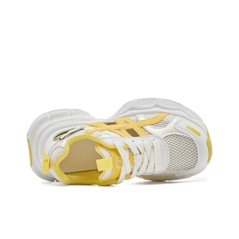 La Chapelle Abrasion Resistant Low Top Chunky Sneakers Women's Yellow-3