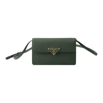 PRADA Saffiano Calfskin Shoulder Bag Mini Women's Sage Green