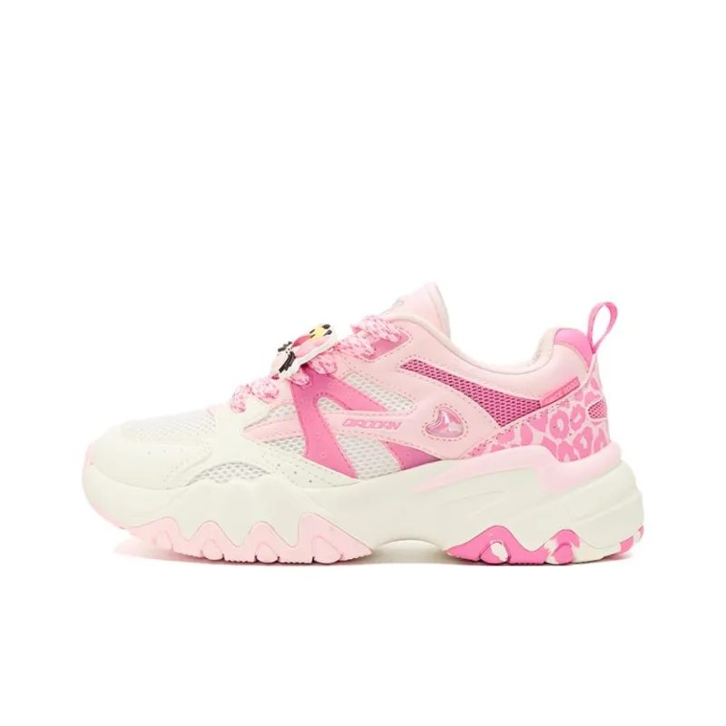 PINK PANTHER x QIAODAN Dry Slip Resistant And Breathable Low Top Chunky Sneakers Women's White Pink-0