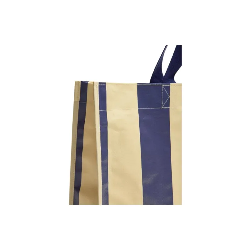 ZARA Polypropylene Tote Bag, Shopping Bag, Handbag Women's Natural & Blue-3