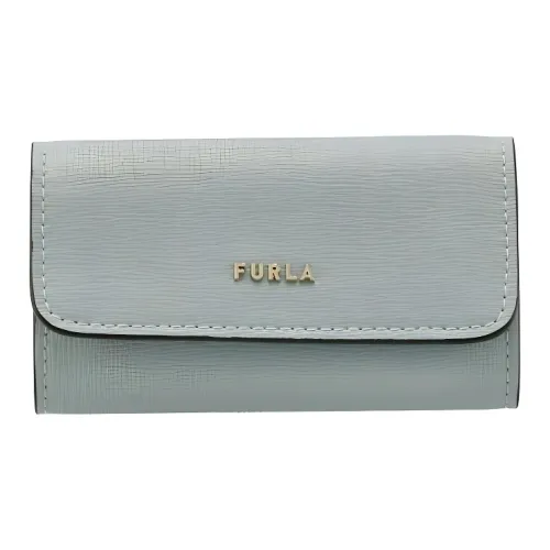 Furla Babylon Leather Key Pouch Women's Blue Gray
