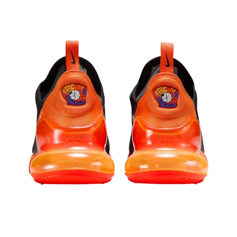 Nike Air Max 270 Anti Slip Wear Resistant Low Top Running Shoes Unisex Black Orange-4
