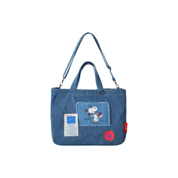 M&G SHOP Denim One Shoulder Handbag Unisex Blue
