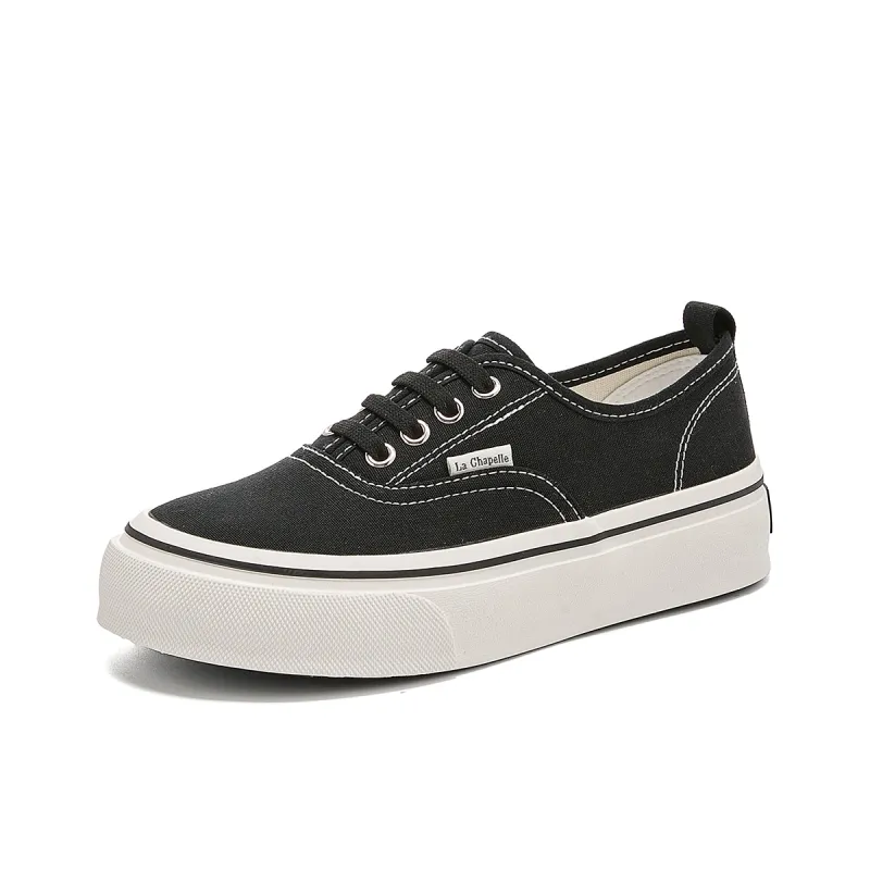 La Chapelle Breathable Low Top Canvas Shoes Women's Black-0