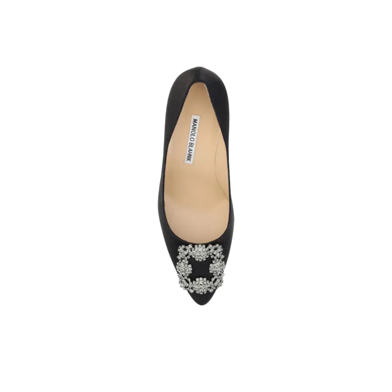 MANOLO BLAHNIK Hangisi Pumps Slim Heel High Heels 8.5cm Women's Black-4
