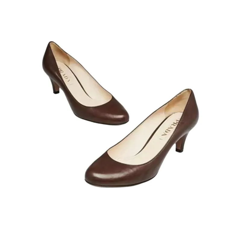 PRADA Slim Heel High Heels Women's Brown-2