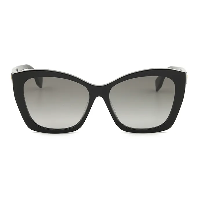 FENDI Plate Frame Irregular Shape Sunglasses Unisex Black-1