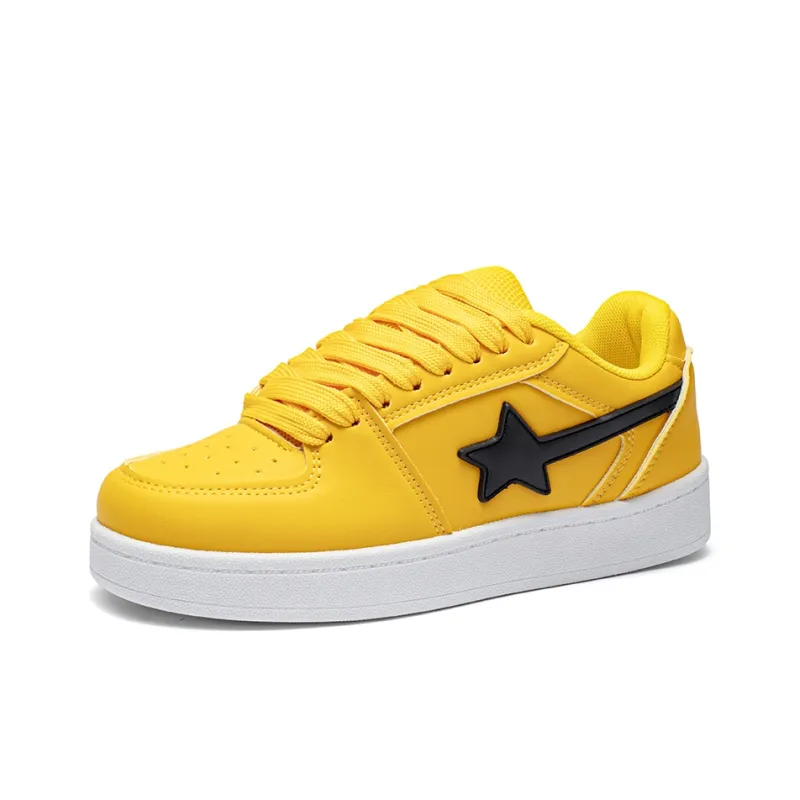 MEXICAN Skateboard Shoes Women's Low Top Yellow Black-1