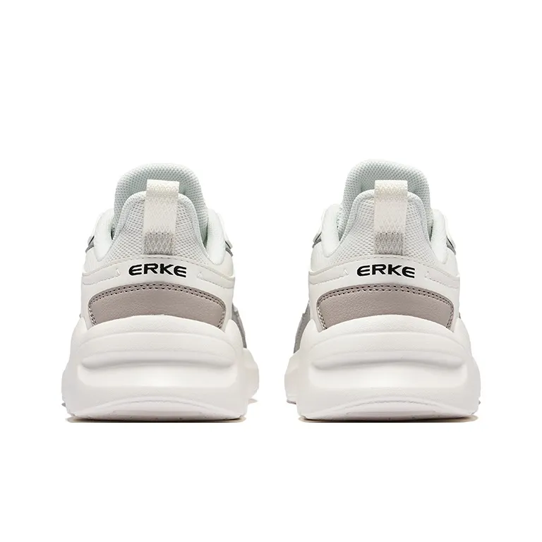 Erke Qi Yu Abrasion Resistant Slip Resistant Low Top Casual Shoes Women's Microcrystal White Light Gray-3