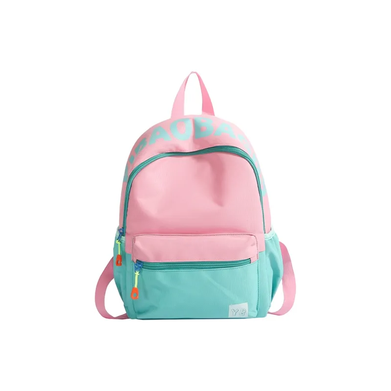 BUBM Nylon Fabric Backpack Unisex Red/Yellow/Teal/Purple Pink/Pink Green/Dark Pink-23