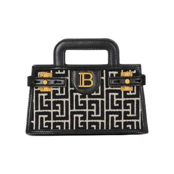 BALMAIN B BUZZ Cotton Handbag Trumpets Women's Black