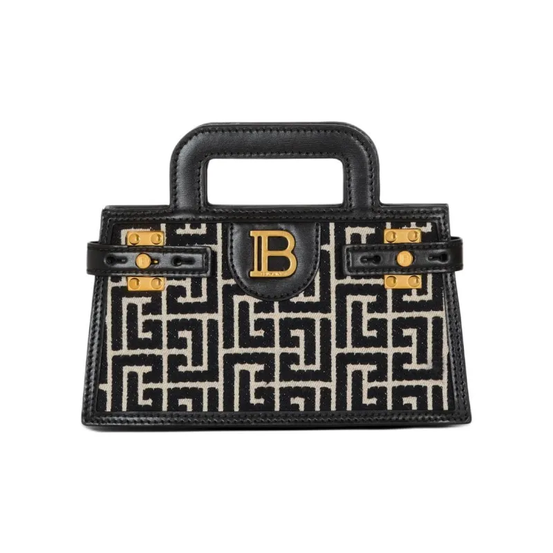 BALMAIN B BUZZ Cotton Handbag Trumpets Women's Black-0