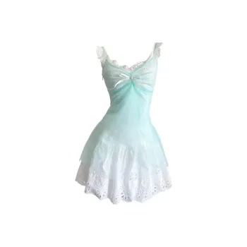 HeartyBite Slip Dresses Women's Sea Salt Blue Cover Up With White Camisole Dress