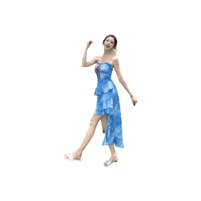 Mu Xiao Xin Slip Dresses Women's Blue-0