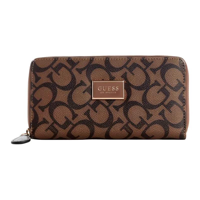 GUESS Coated Canvas Wallet Medium Size Women's Dark Brown-0