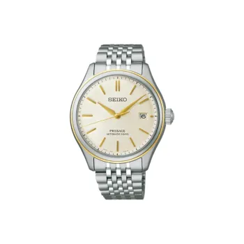SEIKO Presage Series Automatic Mechanical Movement Stainless Steel Strap Watch Men's Watches Yellow Watch Dial