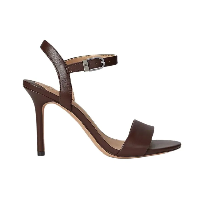 LAUREN RALPH LAUREN Gwen Nappa One Strap Sandals 9cm Women's Brown-1