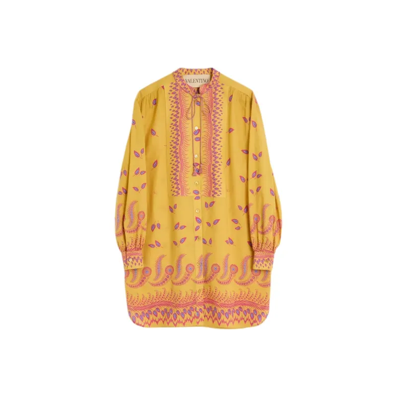 Valentino SS25 Long Sleeved Dress Women's Yellow-0