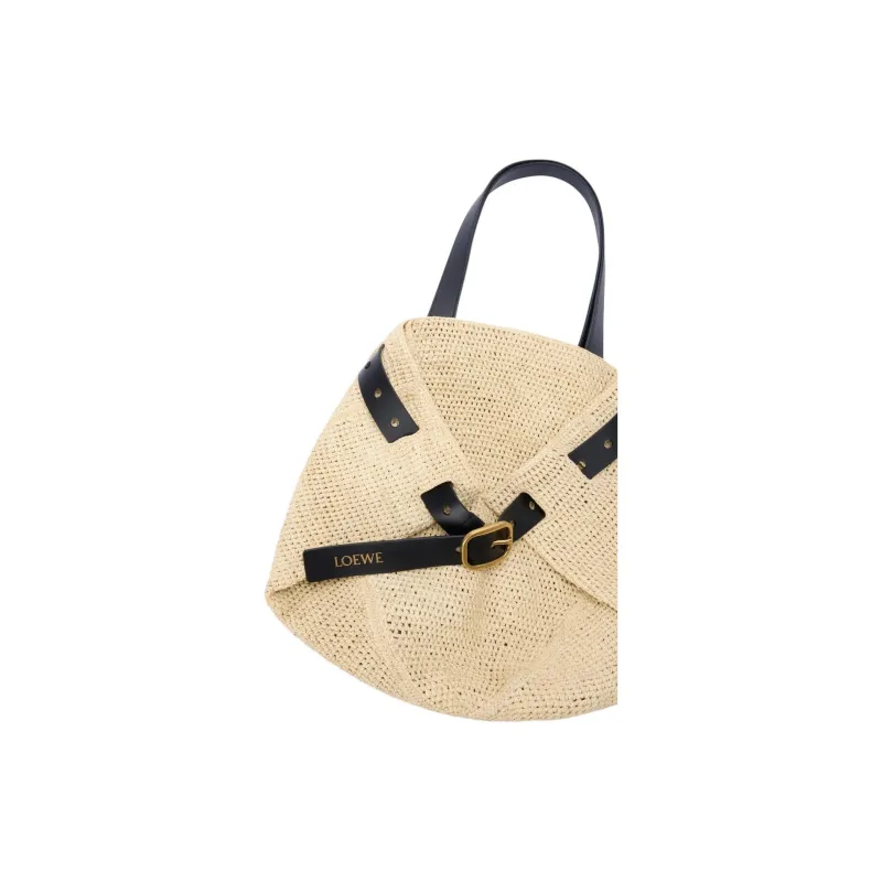 LOEWE Raffia Tote Bag, Shopping Bag, Shoulder Bag Medium Size Women's Beige & Black-3