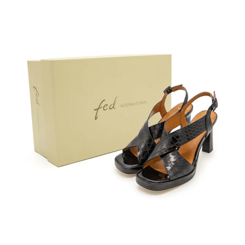 FED One Strap Sandals 8.5cm Women's Black-1