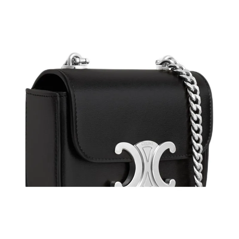 CELINE Calfskin Shoulder Bag Mini Women's Black-4