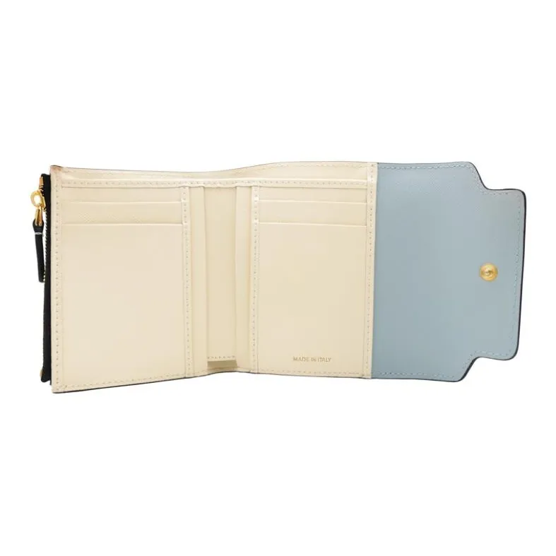 MARNI Saffiano Calfskin Wallet Women's Blue & Beige & Brown-5