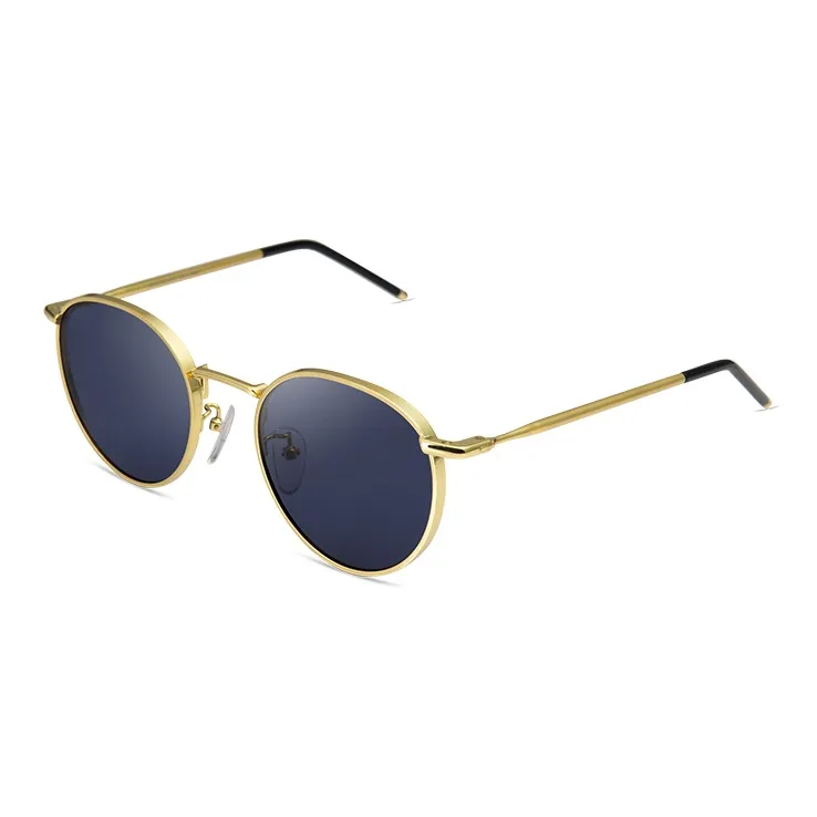 Upthree Metal Round Sunglasses Unisex Gold-1
