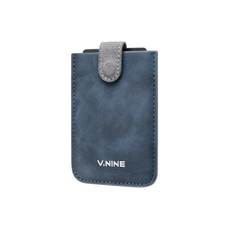 V.NINE Synthetic Leather Card Holder Men's Obsidian Black/Gray Blue/Light Brown-8