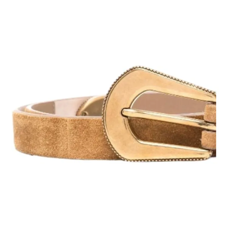 Brunello Cucinelli Metal Leather Belts Women's Beige Width 2CM-2
