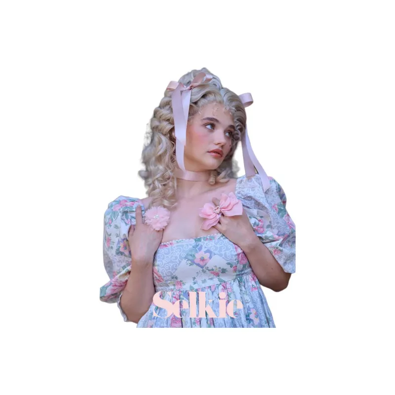 Selkie Collection FW24 Short Sleeved Dresses Women's White Base All Season Petal Patchwork Print-2