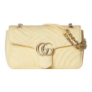 GUCCI GG Marmont Denim Crossbody Bag, Shoulder Bag Medium Size Women's Yellow & White
