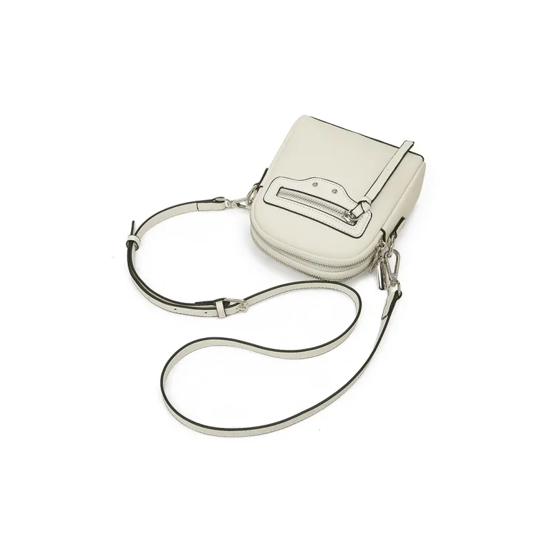 Old Man's Head Cow Leather Shoulder Bag, Crossbody Bag Women's Ecru/Black/Gray-7